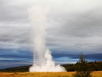 The first time we saw Strokkur erupt, we were stupid enough to be downwind from it, so we got a hot shower. Siv retreated precipitously and stumbled over a rock and fell, but folks helped her up and no permanent harm was done. No camera broken, e.g.