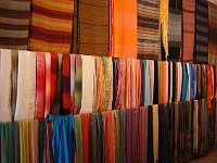 Marrakesh  Sheshes and scarves for sale at the dyers' souk