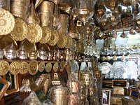 Fez  Beautiful brass plates and other articles on sale at the Place Seffarine