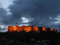 Selçuk  Clouds and illuminated citadel