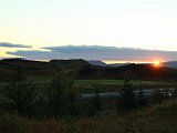 Sunset over the false craters at Skútustaðir on the south shore of Mývatn, where we stayed.