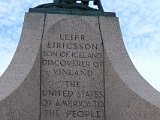 The base of the statue of Leif Eiricsson [sic]