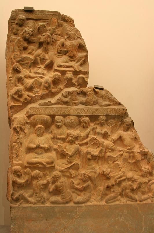 mg07_100112301_j_r.jpg - Sleep of the women and avadana of the man in the well, Andhra Pradesh, Nagarjunakonda, Amaravati school, 3rd century, stupa decoration of marmorean sandstone