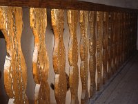 Cactus-wood balcony rail in the church