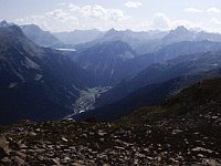 View over the Montafon Valley and the Stausee Kops, high in the mountains to the upper left.  sj93 49a076 b