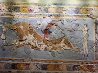 Bull-leaping fresco from Knossos, 1600-1400 BCE.  gr16 091810383 j ab
