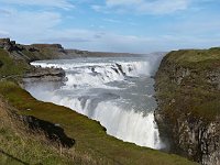 Gullfoss ("Golden falls") is like an angled staircase with two big steps ...