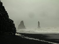 Basalt-column  cliffs and sea stacks at Reynisfjall