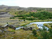 Path from the car park to the ancient farm at Stöng, which was buried under ash when  Hekla erupted in 1104