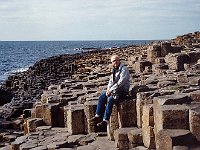 Tourist on basalt column  Giant's Causeway