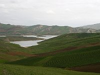 Fez to Volubilis  Artificial lake and green hills between Fez and Volubilis