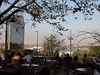 Istanbul - Beyoğlu  We enjoyed some tea in an outdoor café in Taksim Park, overlooking the Bosphorus Bridge