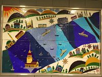 Istanbul - Beyoğlu  Mosaic in the Kabataş underground station. From here, there is an underground cable car up to Taksim Square.