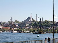 Istanbul - bus tour  Süleymaniye Mosque seen while crossing back over the Golden Horn on Ataturk Bridge