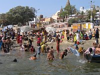 Worshippers at Assi Ghat on the day of the Shivaratri festival