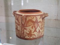 Decorated clay vase (pyxis) from a Minoan tomb, 1300-1250 BCE.  gr16 092511344 j