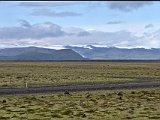 View from near the coast, across the Sandur (flat plain of sediment washed down from the glaciers) towards Mýrdalsjökull. This is about where we left the RIng Road for route 208, which soon became F208, meaning only for high-clearance 4wd cars.