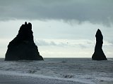 Sea stacks at Reynisfjall -- legend has it that they are giant trolls turned to stone in the sea.
