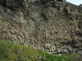 Amazing twisted basalt columns bear witness to tectonic forces.