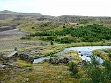 Path from the car park to the ancient farm at Stöng, which was buried under ash when  Hekla erupted in 1104