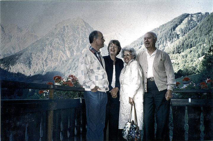 br91_family_balc_c.jpg - John's parents came with us to Brand for a few days in 1991. Here on their balcony of the Kellen-Egg Gästehaus.
